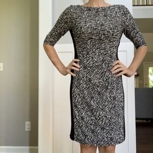 Lauren Ralph Lauren Black and Cream Animal Print Sheath Dress